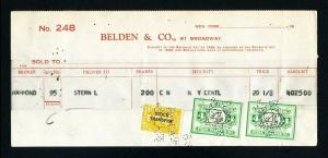 Stock memorandum Belden & Co. with US and NY revenues dated 9-19-1939