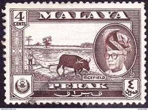 MALAYA PERAK 1957 4c Sepia SG152 FU