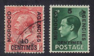 BRITISH OFFICES MOROCCO SCOTT #50, 78 USED & MINT HINGED 10c, 5c 1914+36