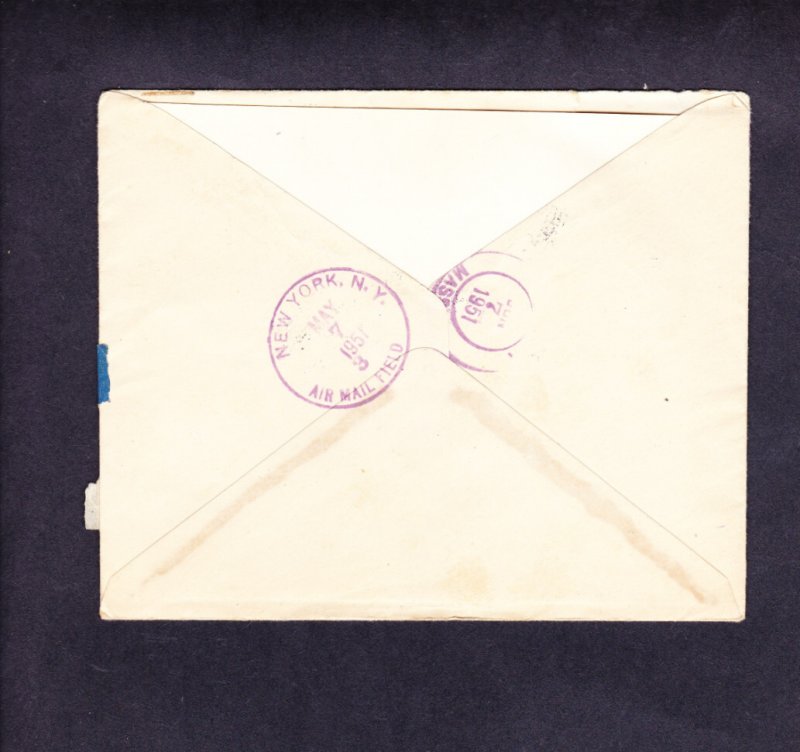 SWEDEN 1951 GUSTAV VI FIRST DAY COVER REGISTERED TO CONSUL  BOSTON MA USA  GE33
