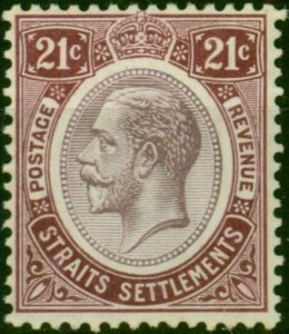 Straits Settlements 1923 21c Dull & Bright Purple SG233 Fine LMM