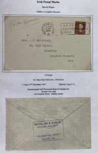 1943 Dublin Special Cancel No Xmas Day Cover To Leighton Buzzard