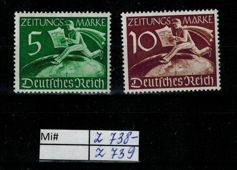 Deutschland Reich TR02 DR Mi Z 738 - Z 739 1941 Reich Postfrisch ** MNH