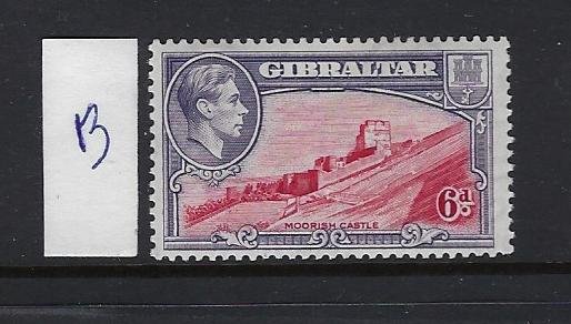 GIBRALTAR SCOTT #113 1938-49 GEORGE VI 6P - PERF 13- MINT LH