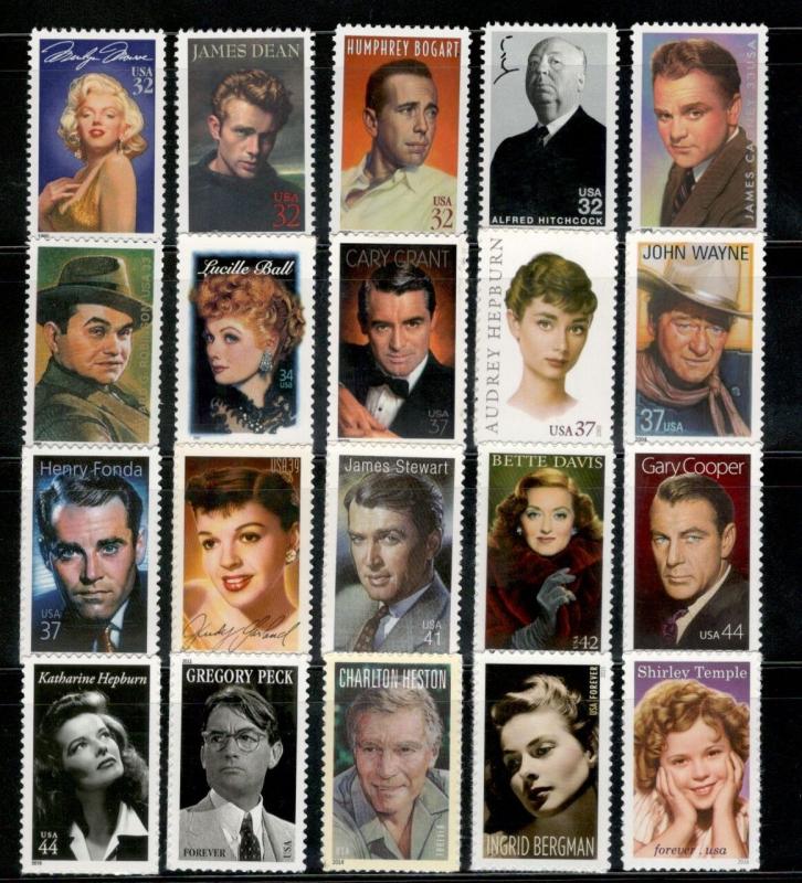 LEGENDS OF HOLLYWOOD 2967/5060 Complete Collection Of 20 Stamps MNH SHIPS FREE