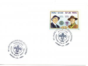 PERU 1996 COVER WITH SPECIAL CANCEL 85TH ANNIV 0F PERUVIAN SCOUTING SCOUTS