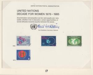 SCOTT    SC17  United Nations Souvenir Card DECADE FOR WOMEN  1980