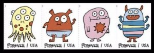 US Scott 5639c Message Monsters Imperf NDC Horizon strip set (4 stamps) MNH 2021