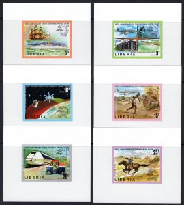 Liberia 1974 Sc#663/668 UPU CENTENARY SPACE/SHIPS/TRAINS 6 DELUXE S/S IMPERF.MNH