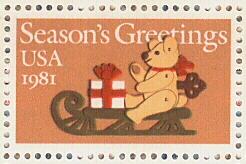 1981 sheet, Christmas Bear on Sleigh Sc#1940