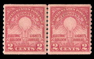 United States, 1910-30 #656 Cat$60, 1929 2c Electric Light, joint-line horizo...