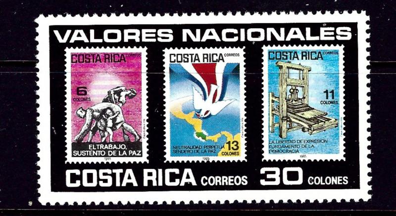 Costa Rica 326 Used 1985 issue has a signature on back