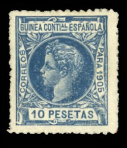 Spanish Colonies, Spanish Guinea #41 Cat$200, 1905 10p dull blue, hinged, wit...