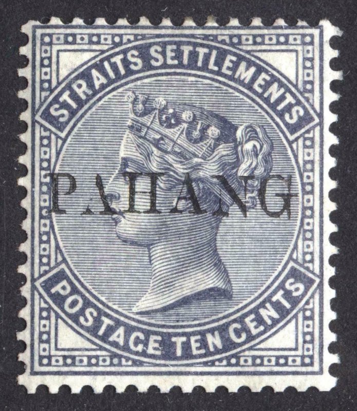 Malaya Pahang 1889 10c Slate W CERTIFICATE SG 3 Scott 3 LMM/MLH Cat £225($292)