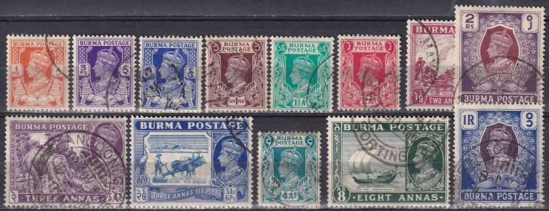 Burma #18-20, 22-31 F-VF Used CV $37.00 (Z3910)