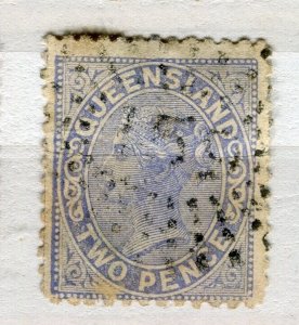 QUEENSLAND; 1880s early classic QV issue fine used Shade of 2d. value