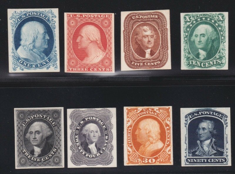 US 40P4-47P4 1857-1860 Issue Proofs on Card VF-XF SCV $580 (002)