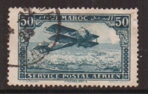 French Morocco   #C3   used  1922  biplane  50c