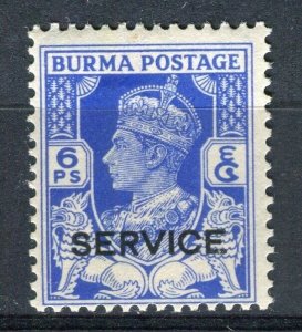 BURMA; 1939 early GVI SERVICE Optd. issue Mint hinged 6p. value