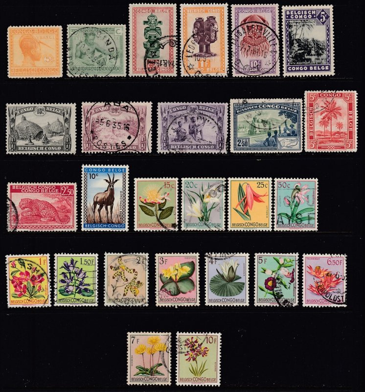 BELGIAN CONGO = Selection of 26 Different Stamps