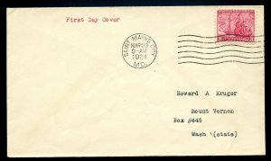 U.S. Scott 736 FDC Post Marked in Saint Mary's City, Maryland