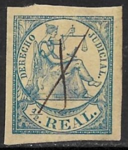 SPANISH COLONIES CUBA PHILIPPINES PUERTO RICO 1865 1/2r Judicial Revenue USED