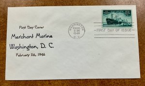 939 NIX cachet Merchant Marines in WWII FDC 1946  unlisted
