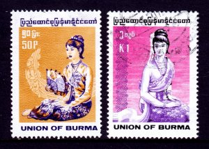 Burma - Scott #299, 300 - Used - SCV $2.00