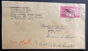 1952 USA APO 719 Naha Ryukyu Island Japan cover To Boison ID Usa