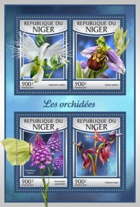 NIGER - 2017 - Orchids - Perf 4v Sheet - Mint Never Hinged