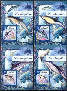 Djibouti 2016 Marine Life Dolphins II 4 S/S Deluxe MNH