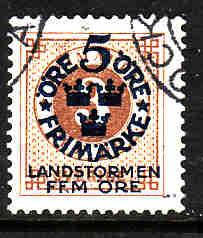 Sweden semi-postal-SC#B1-Used-5o+5o on 2o org-1916-
