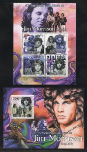 Guinea-Bissau MNH,  Jim Morrison Souvenir Sheets from 2011.
