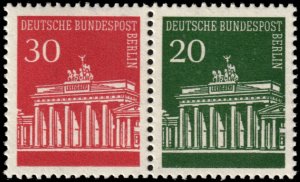 ✔️ BERLIN 1966 - BRANDENBURG GATE SE-TENANT Mi. W42 9N253+9N252 MNH ** [2BE3]