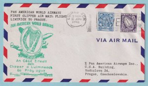 IRELAND 1946 FIRST FLIGHT COVER FROM LIMERICK TO PRAGUE CZECHOSLOVAKIA - CV370