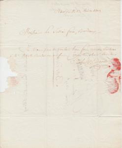 US 1803 SFL, NY to Bordeaux, France, Ouverte a l'amiraute de Londres, censored