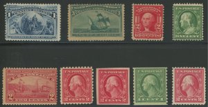 USA 9 different older mint stamps - some mixed condition