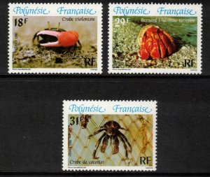 FRENCH POLYNESIA 1986 Crabs; Scott 427-29, Yvert 246-48; MNH