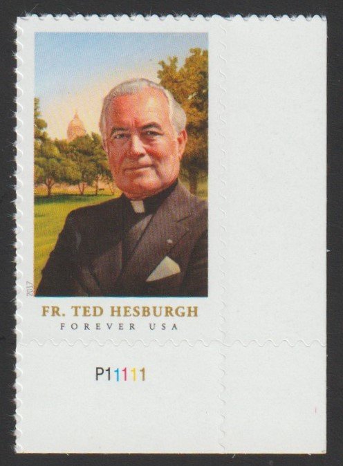 SC# 5241 - (49c) - Fr. Ted Hesburgh, president Notre Dame, MNH LR plate # single