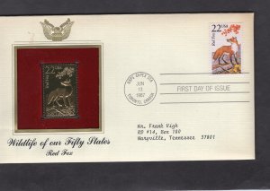 2335 Red Fox, FDC PCS Gold Replica addressed