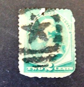 US #213, Used/Poor, Fancy Star Cancel, 1887, Jackson 2c Green