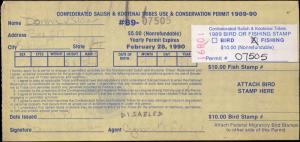 FLATHEAD INDIAN RESERVATION #FH5 ON DISABLED LICENSE USED FOR FISHING