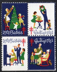 WX209 Christmas Seal Block of Four (1961) MNH