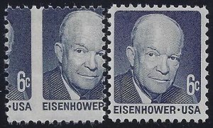 1393 - 6c Huge 2-Way Misperf Error / EFO Eisenhower Mint NH (Stk2)
