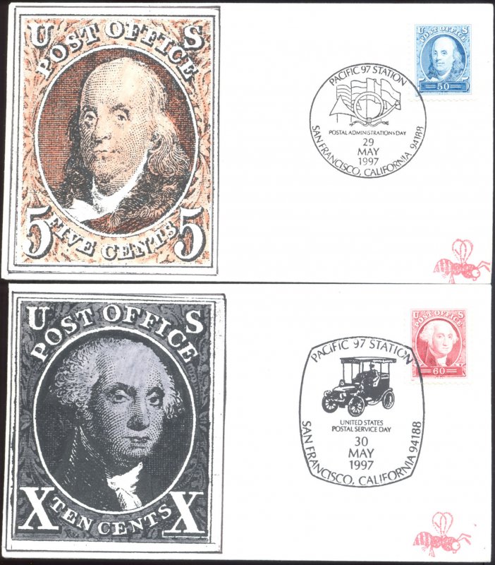 #3139-40 Washington - Franklin B Line FDC Set