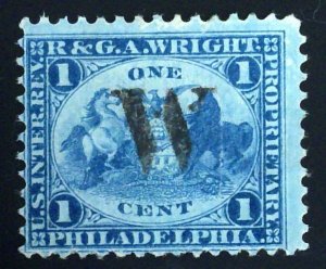 Scott #RT22a - 1c Blue - Old Paper - Thin - R.&G.A.Wright