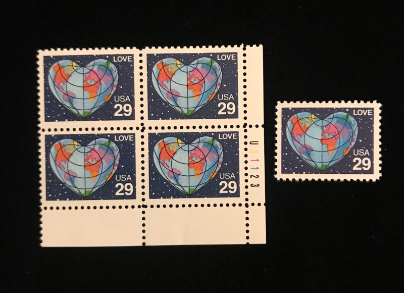 2535A Plate Block and Single Stamp, Perf 11, better variety, MNH