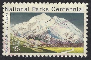 United States #1454 15¢ National Parks Centennial - Mt. McKinley (1972). Used.