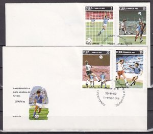 Cuba, Scott cat. 2536-2539. Spain`s W. C. Soccer/Football. 2 First day covers.