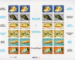 Wallis & Futuna 1986 Sc#333/338  SHELLS MARINE LIFE Shlt.(24) IMPERFORATED MNH